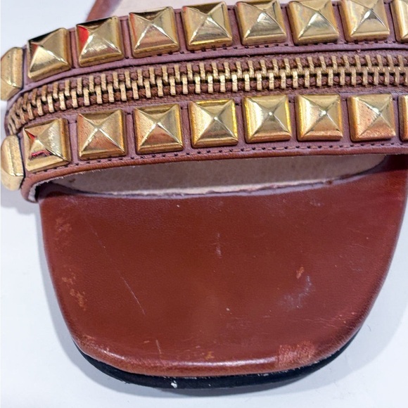 MICHAEL KORS Brown leather sandals with gold studs - Picture 4 of 9
